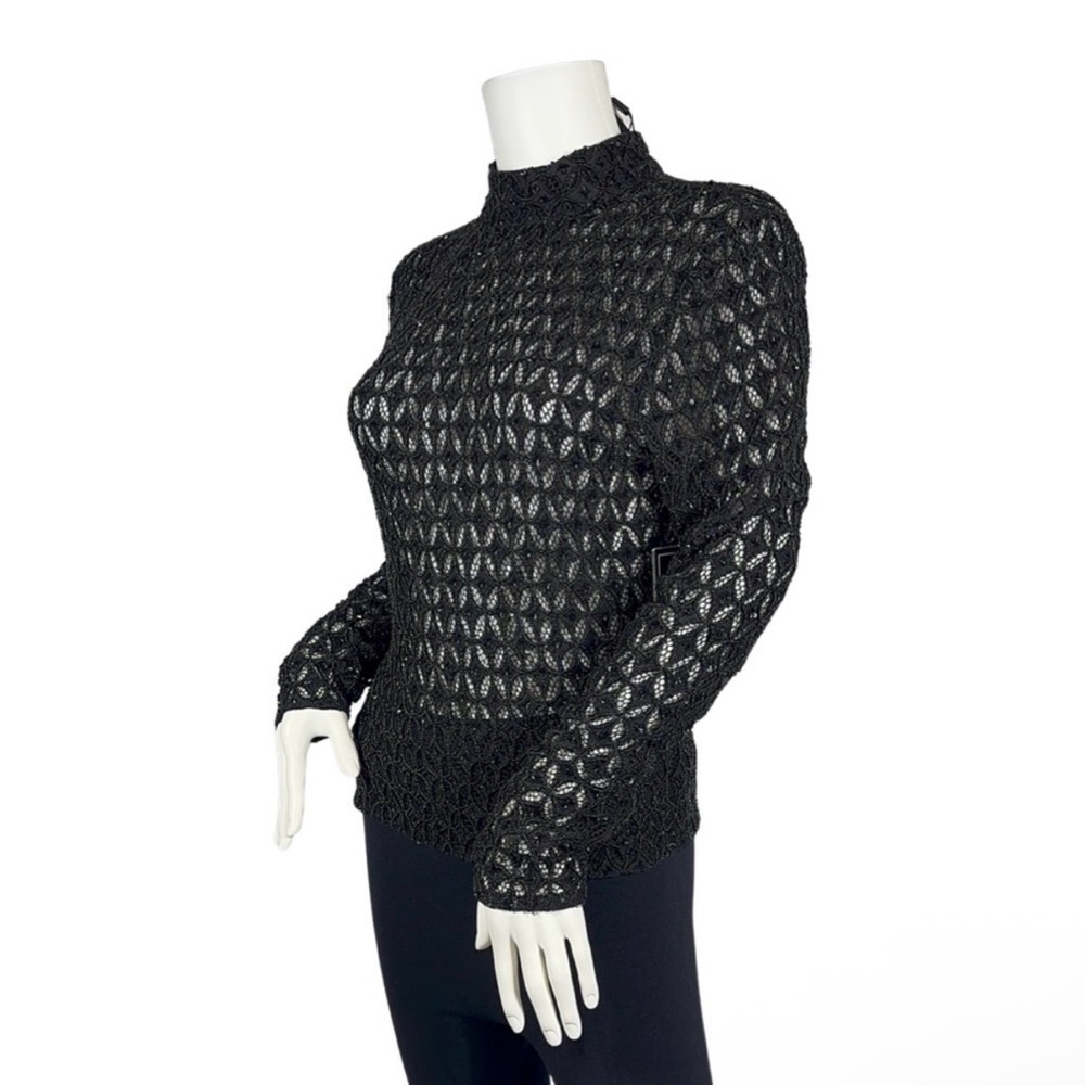 NEW Retrofete $495 Mika Top in Black Beaded Lace Sequin, Small - Picture 11 of 17